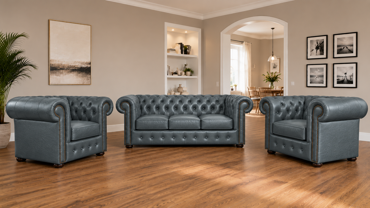 Chesterfield Sofagarnitur SILVER