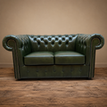 Big Five Chesterfield 2 Sitzer Sofa aus Leder Antique Green