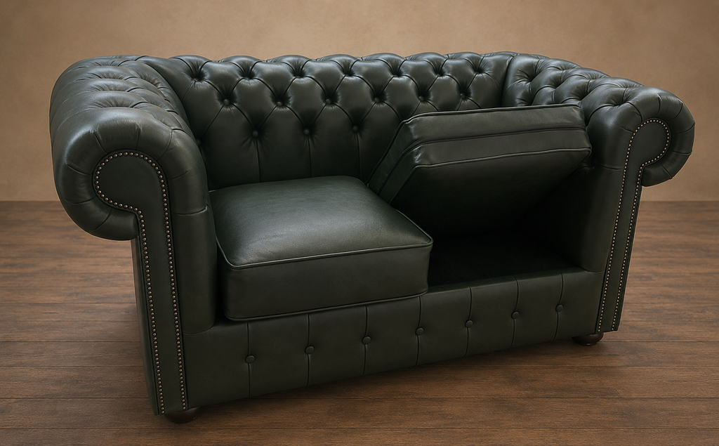 Big Five Chesterfield 2 Sitzer Sofa aus Leder Antique Green