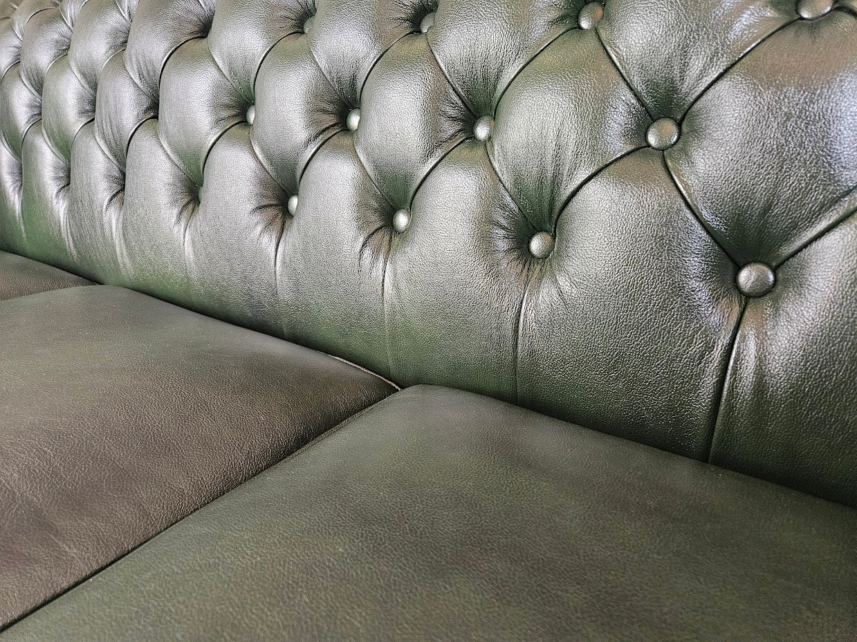 Big Five Chesterfield 3 Sitzer Sofa aus Leder Antique Green
