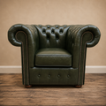 Big Five Chesterfield Sessel aus Leder Antique Green