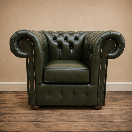 Big Five Chesterfield Sessel aus Leder Antique Green