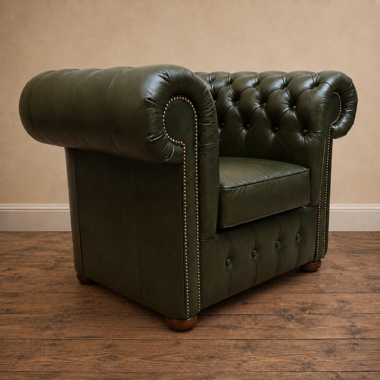 Big Five Chesterfield Sessel aus Leder Antique Green