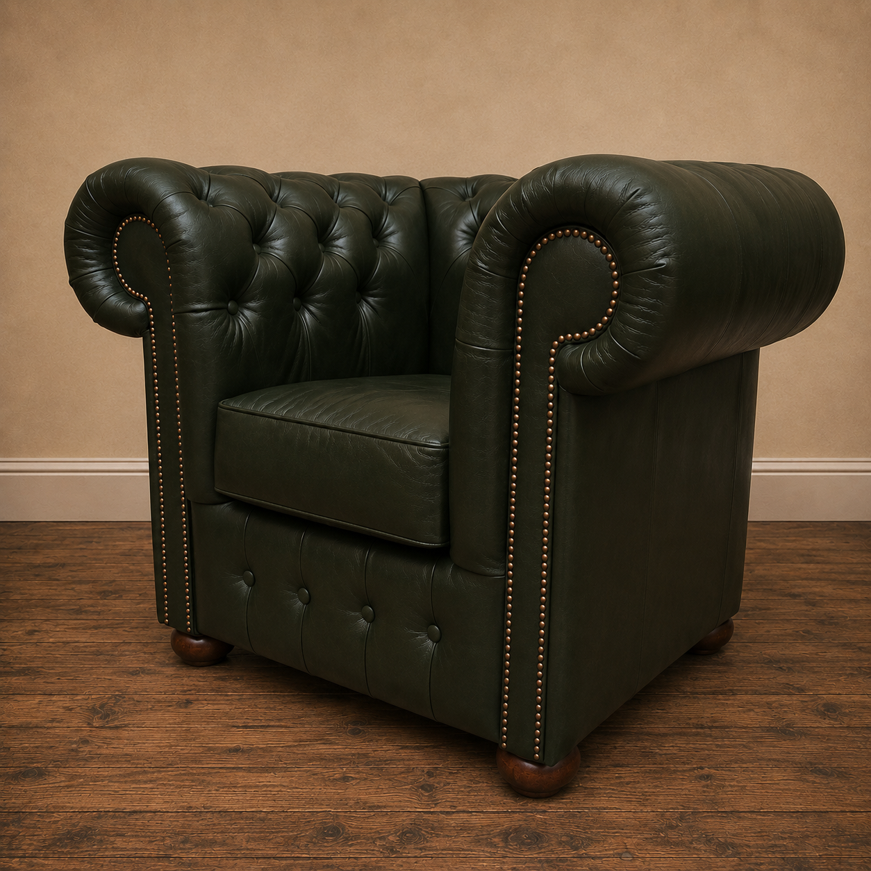 Big Five Chesterfield Sessel aus Leder Antique Green