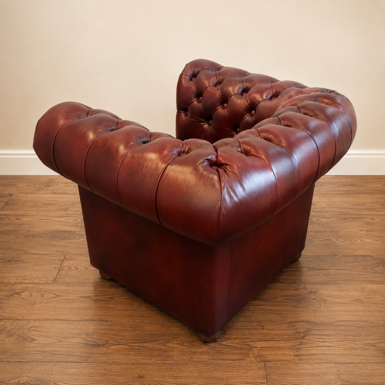 Ruby Chesterfield Sessel aus Leder Antique Red
