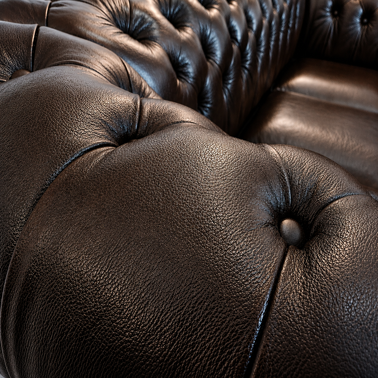 Umber Chesterfield 3-Sitzer Sofa aus Leder Antique Brown