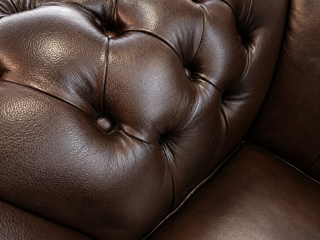 Umber Chesterfield Sessel aus Leder Antique Brown