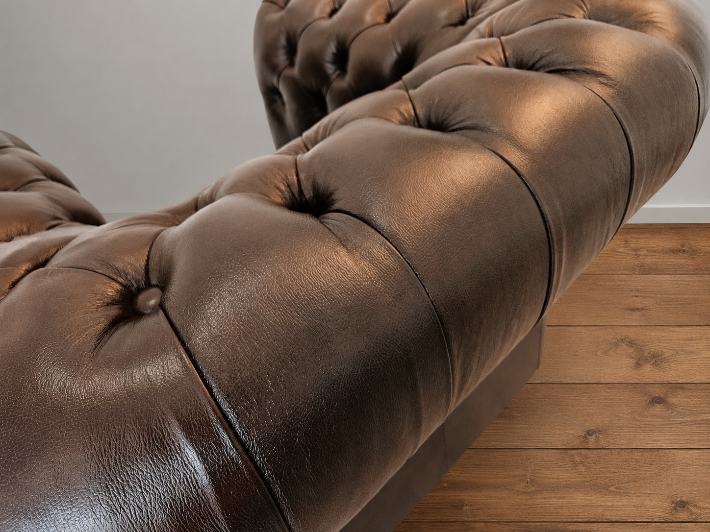 Umber Chesterfield Sessel aus Leder Antique Brown