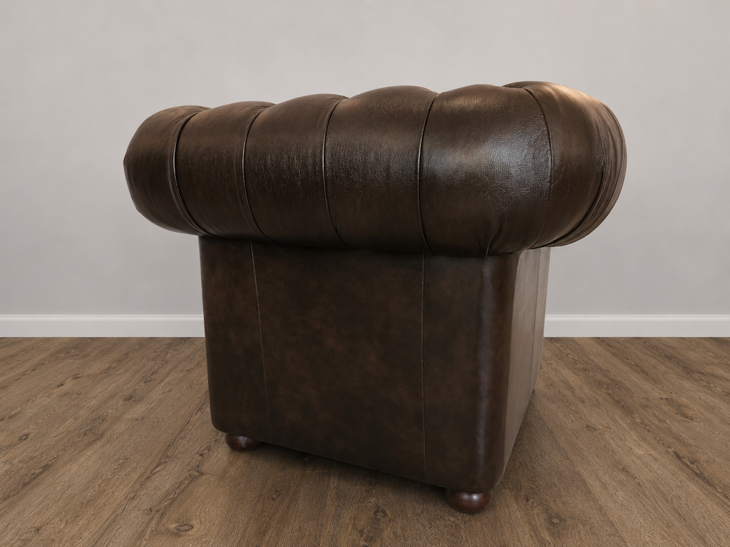Umber Chesterfield Sessel aus Leder Antique Brown