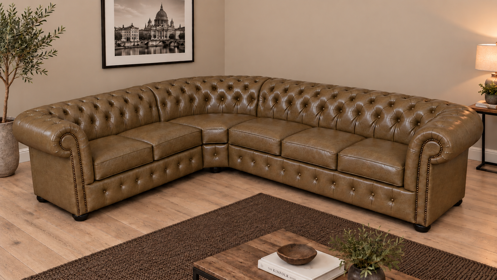 Chesterfield Ecksofa 260 × 300 cm TAWNY