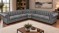 Chesterfield rohová pohovka 300 × 300 cm SILVER šedá