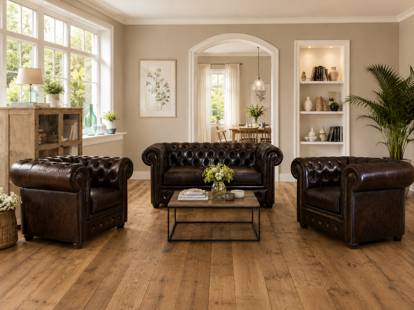 Chesterfield Sofagarnitur 2-1-1 | UMBER