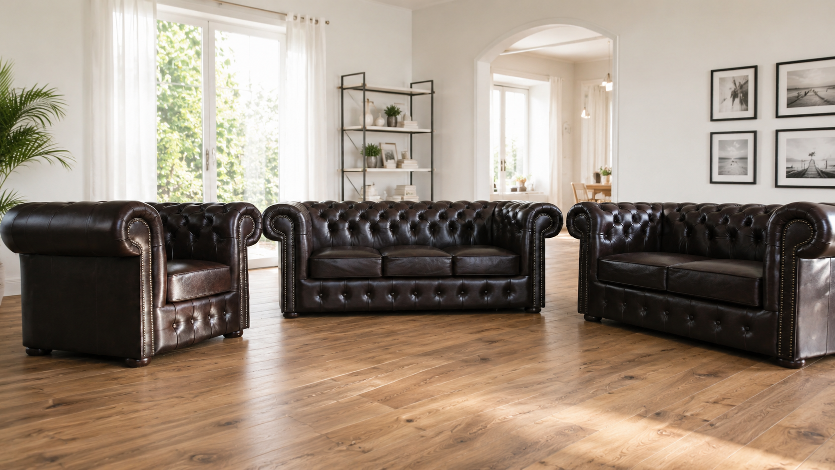 Chesterfield Garnitur 3-2-1 aus Leder Berlin