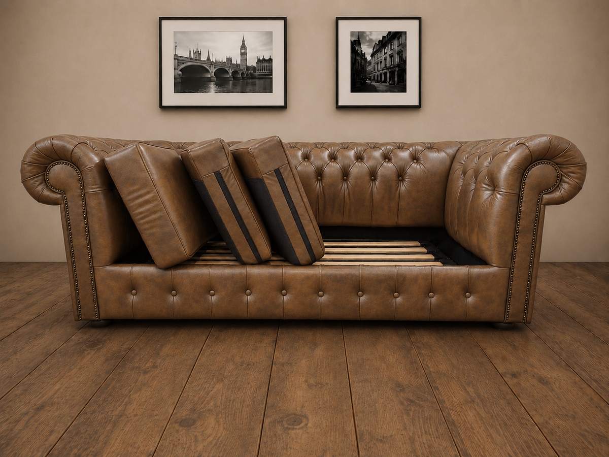 Chesterfield rozkládací pohovka 3místná TAWNY