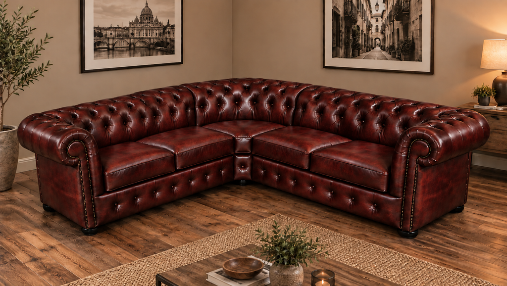 Chesterfield rohová pohovka 260 × 260 cm RUBY