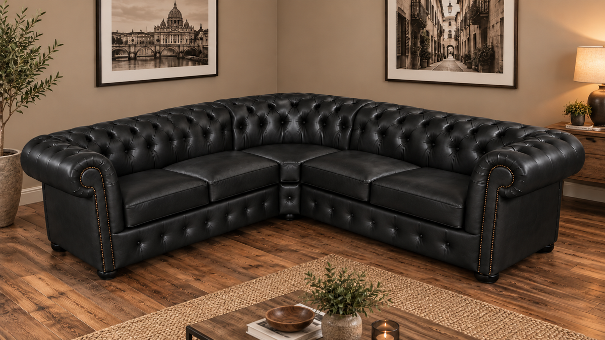 Chesterfield Ecksofa 260 × 260 cm NERO