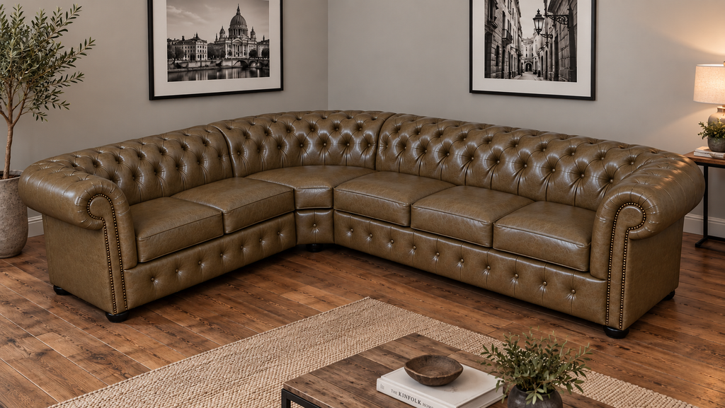 Chesterfield Ecksofa 260 × 300 cm TAWNY