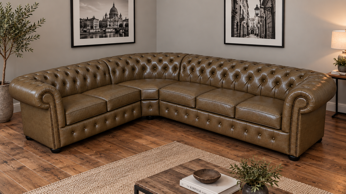 Chesterfield Ecksofa 260 × 300 cm TAWNY
