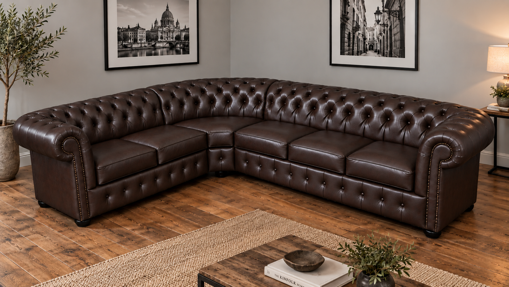 Chesterfield Ecksofa 260 × 300 cm UMBER