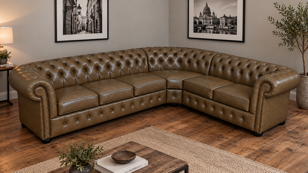 Chesterfield Ecksofa 300 × 260 cm TAWNY
