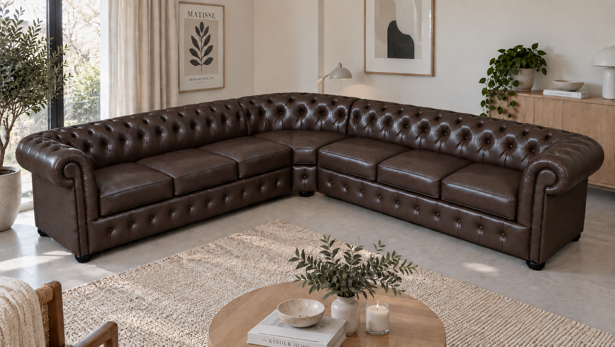 Chesterfield Ecksofa 300 × 300 cm UMBER