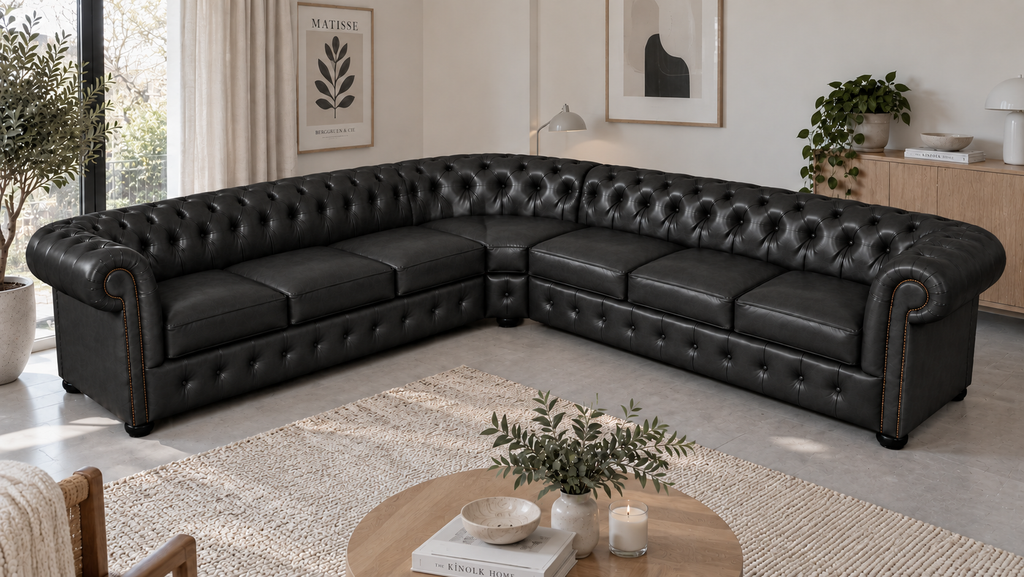 Chesterfield rohová pohovka 300 × 300 cm NERO