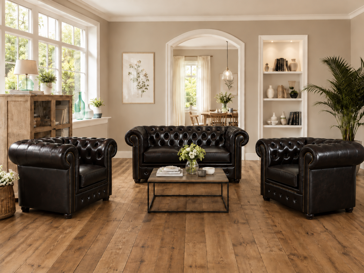 Chesterfield Sofagarnitur 2-1-1 | NERO