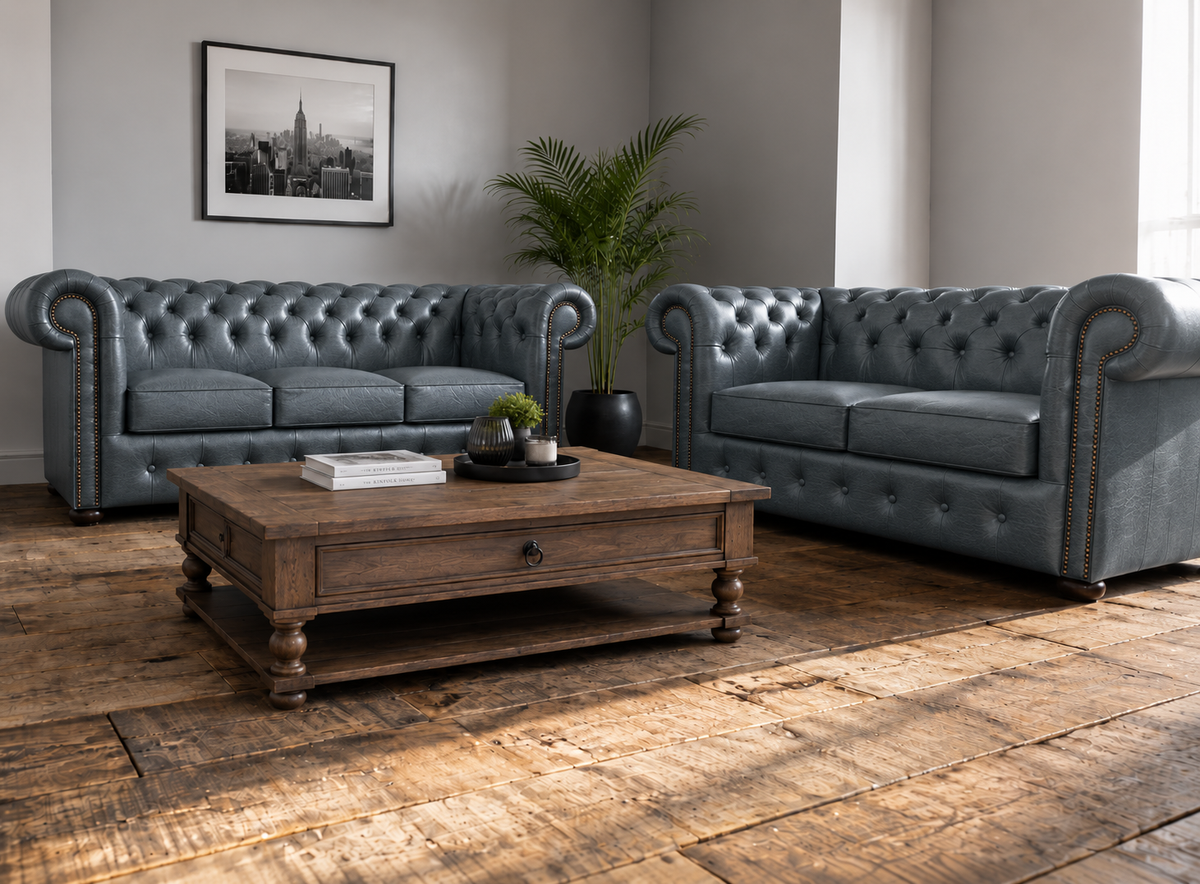 Chesterfield Schlafsofagarnitur 3-2 | SILVER
